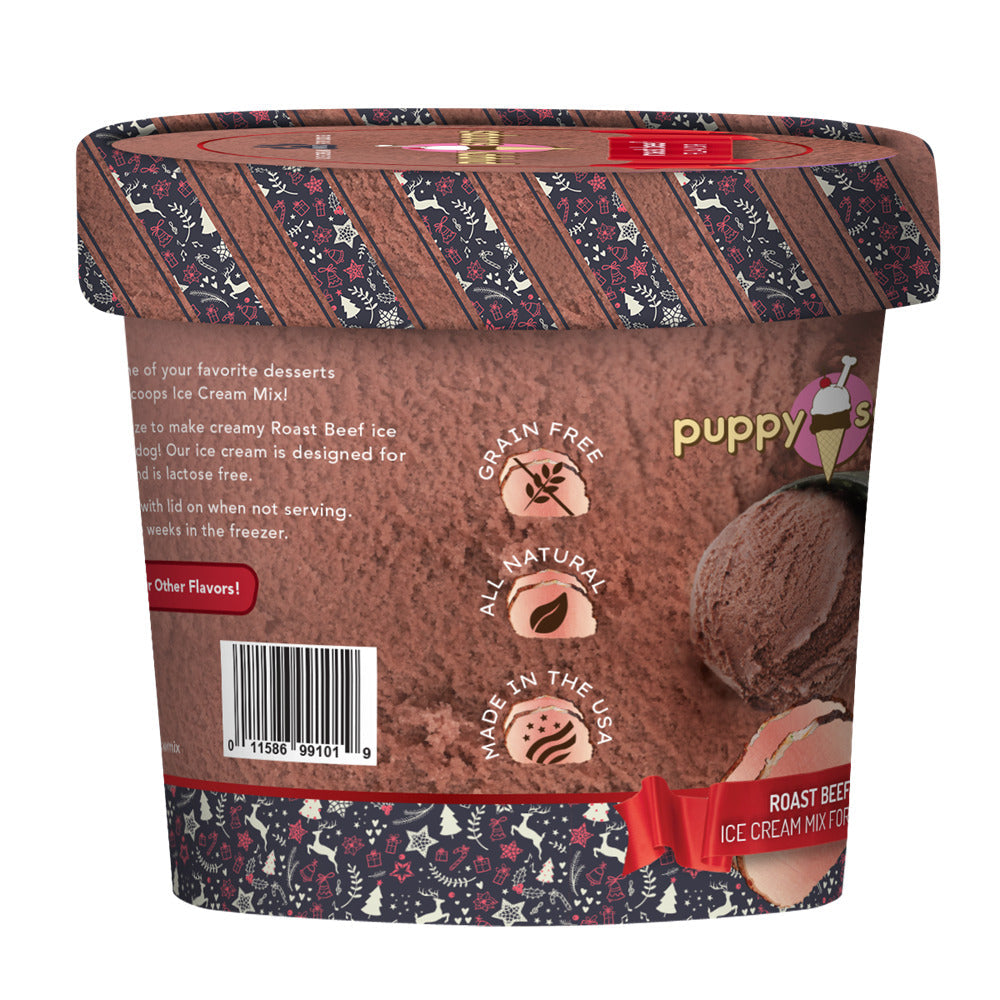 Puppy Cake Puppy Scoops Ice Cream Mix - Christmas Dinner Roast Beef, Cup Size, 2.32 oz