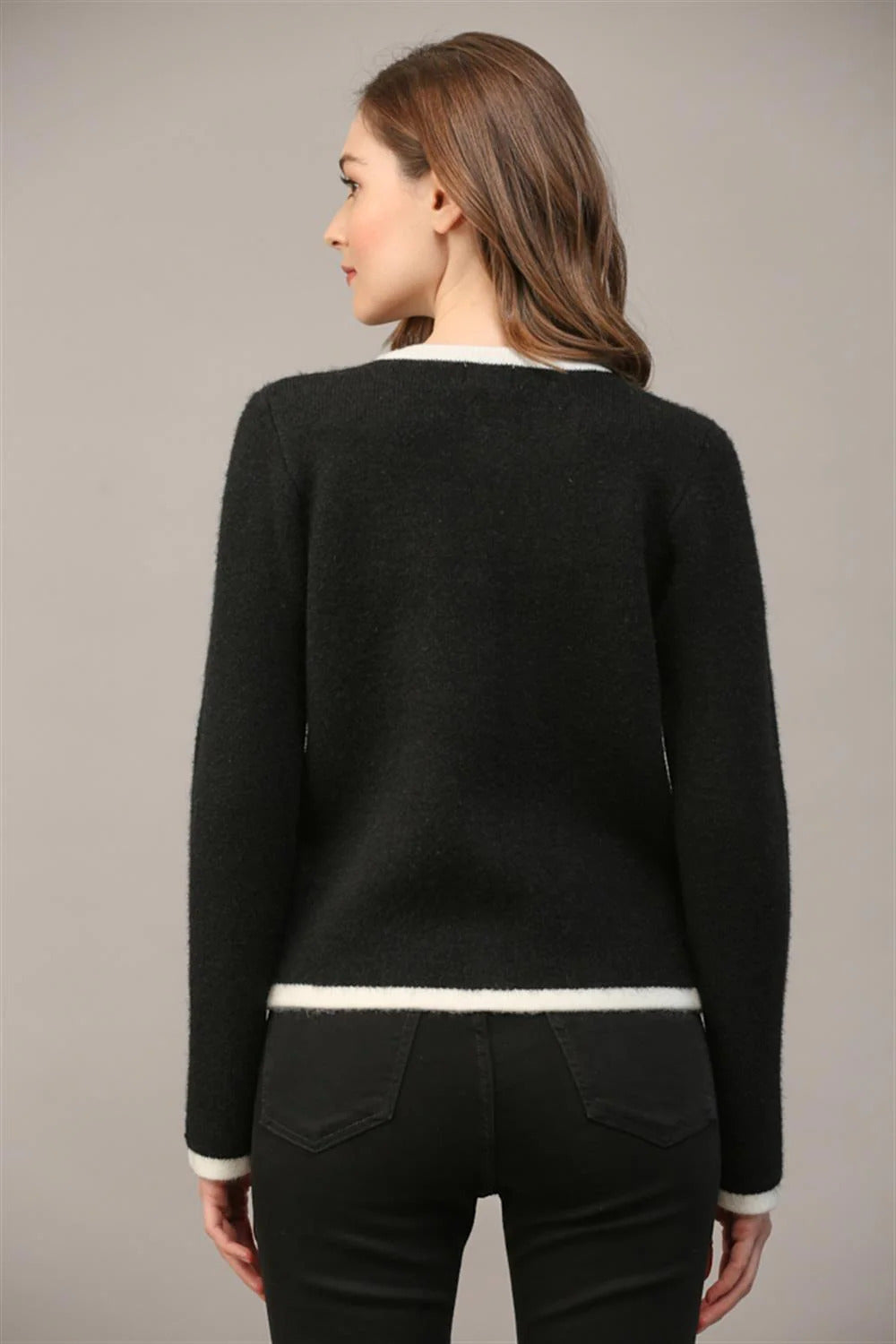 Ruby & Jenna Women's Colorblock Sweater Cardigan