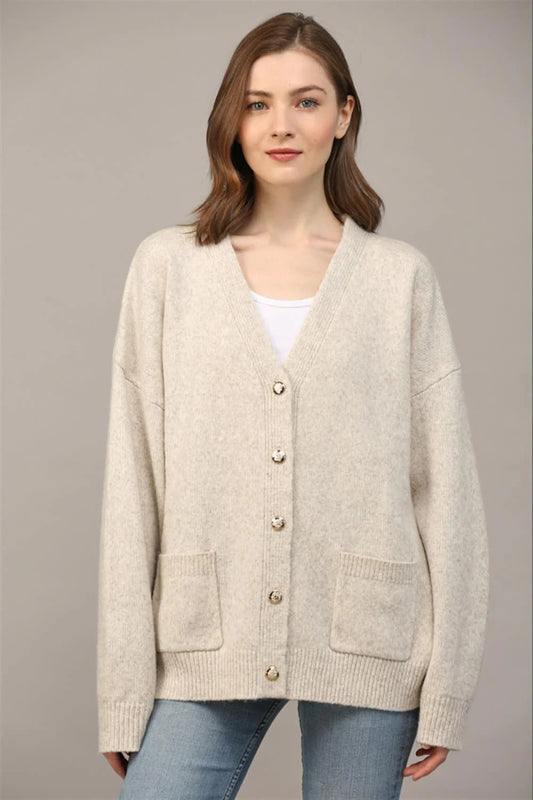 Ruby & Jenna Women's Front Pocket Sweater Cardigan