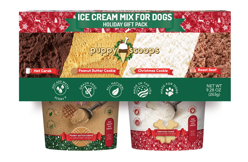 Puppy Cake Puppy Scoops Christmas Sample Pack - 4 Holiday Themed Ice Cream Flavors