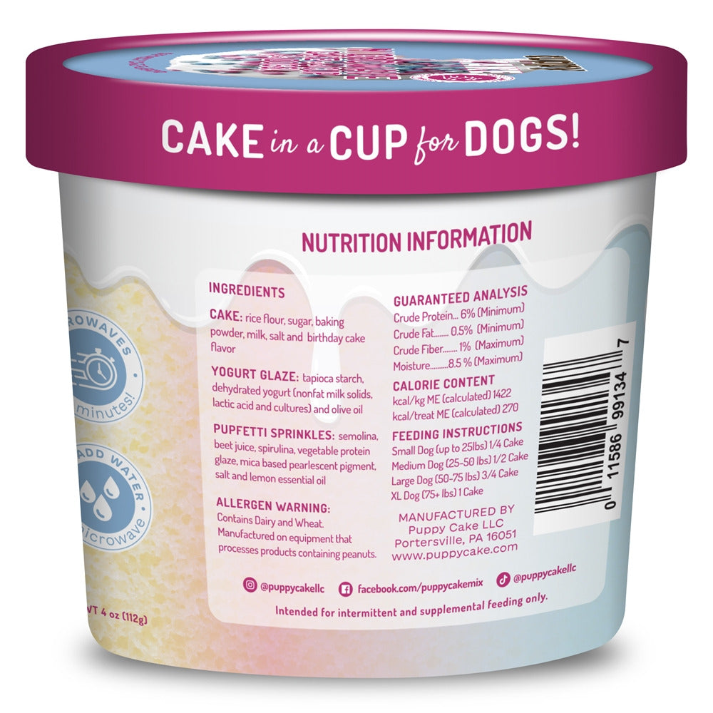 Puppy Cake Cuppy Cake - Microwave Cake in A Cup for Dogs - Birthday Cake Flavored with Pupfetti Sprinkles