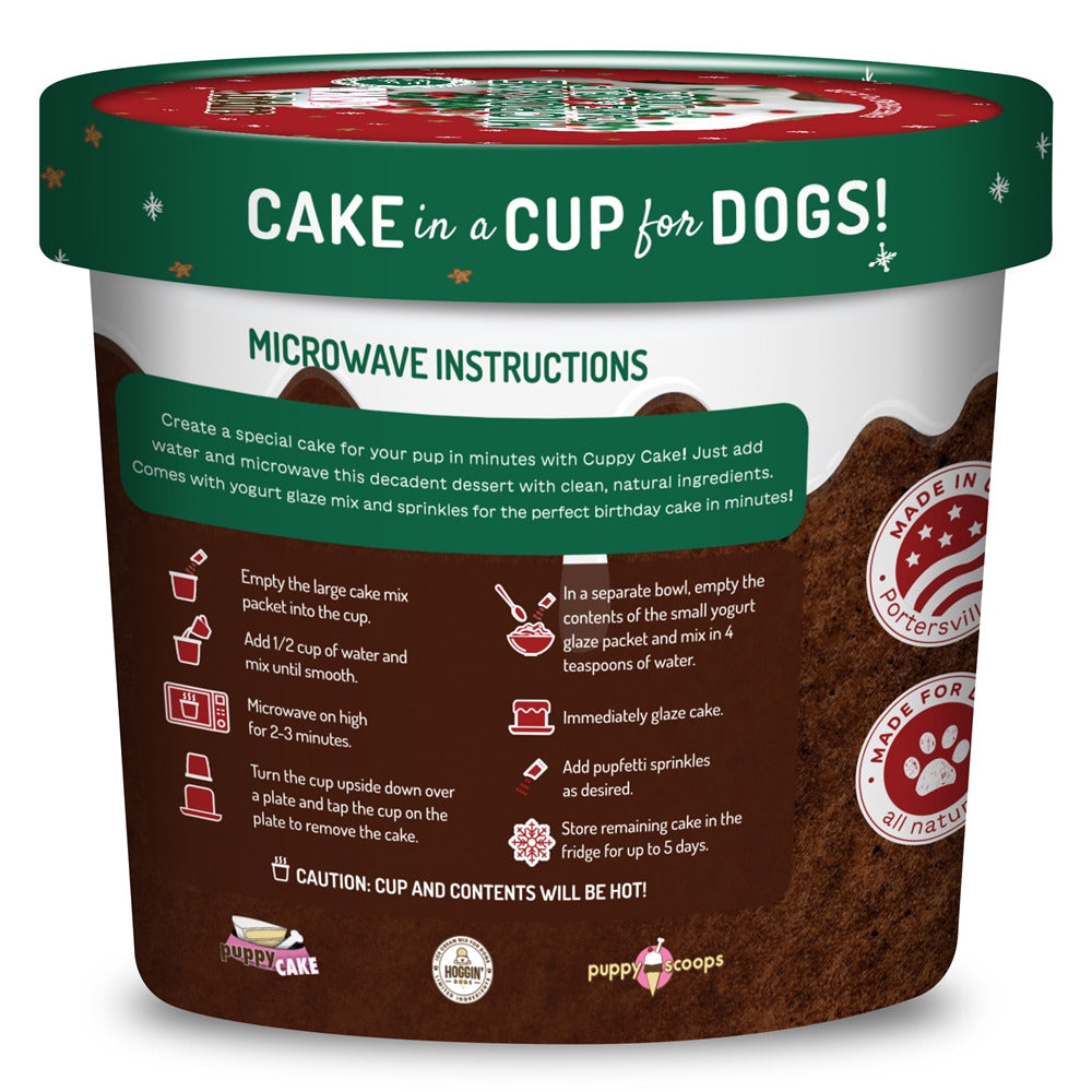 Puppy Cake Cuppy Cake - Microwave Cake in A Cup for Dogs - Gingerbread Flavor with Pupfetti Sprinkles