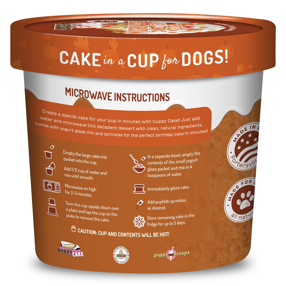 Puppy Cake Cuppy Cake - Microwave Cake in A Cup for Dogs - Pumpkin Spice Flavor with Pupfetti Sprinkles