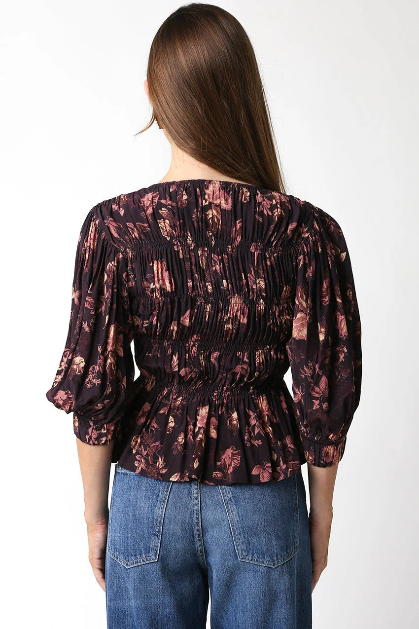 Ruby & Jenna Women's Smocked Floral Top