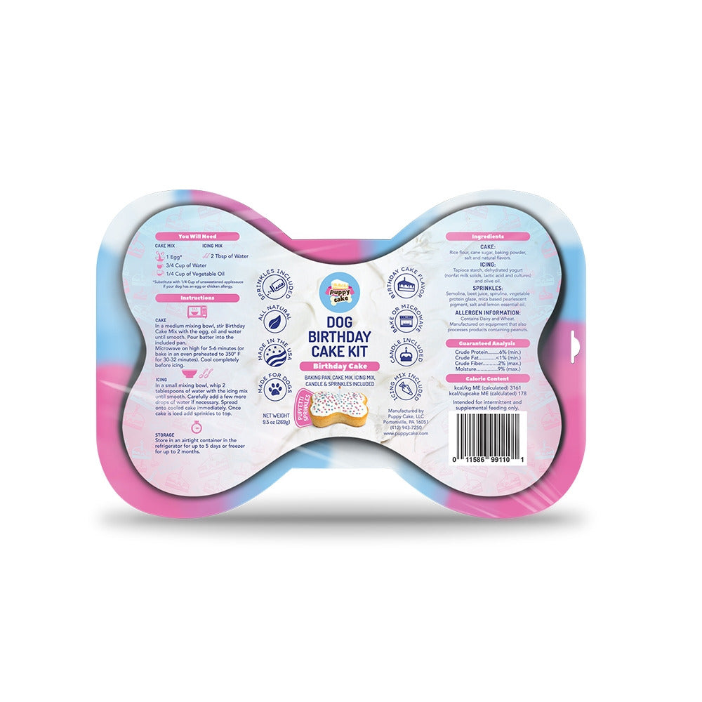 Puppy Cake Dog Birthday Cake Kit - Birthday Cake Flavor with Pupfetti Sprinkles
