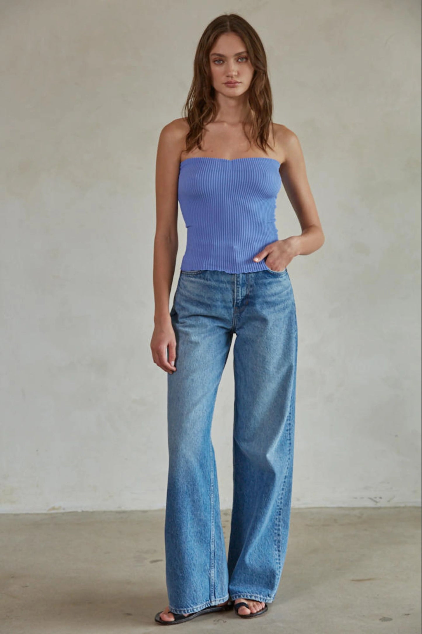 Ruby & Jenna Women's Ribbed Tube Top