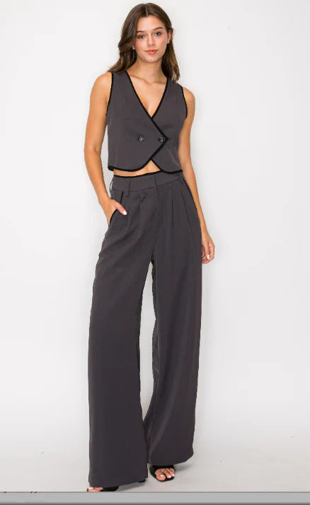 Ruby & Jenna Women's Pant With Contrast Edge