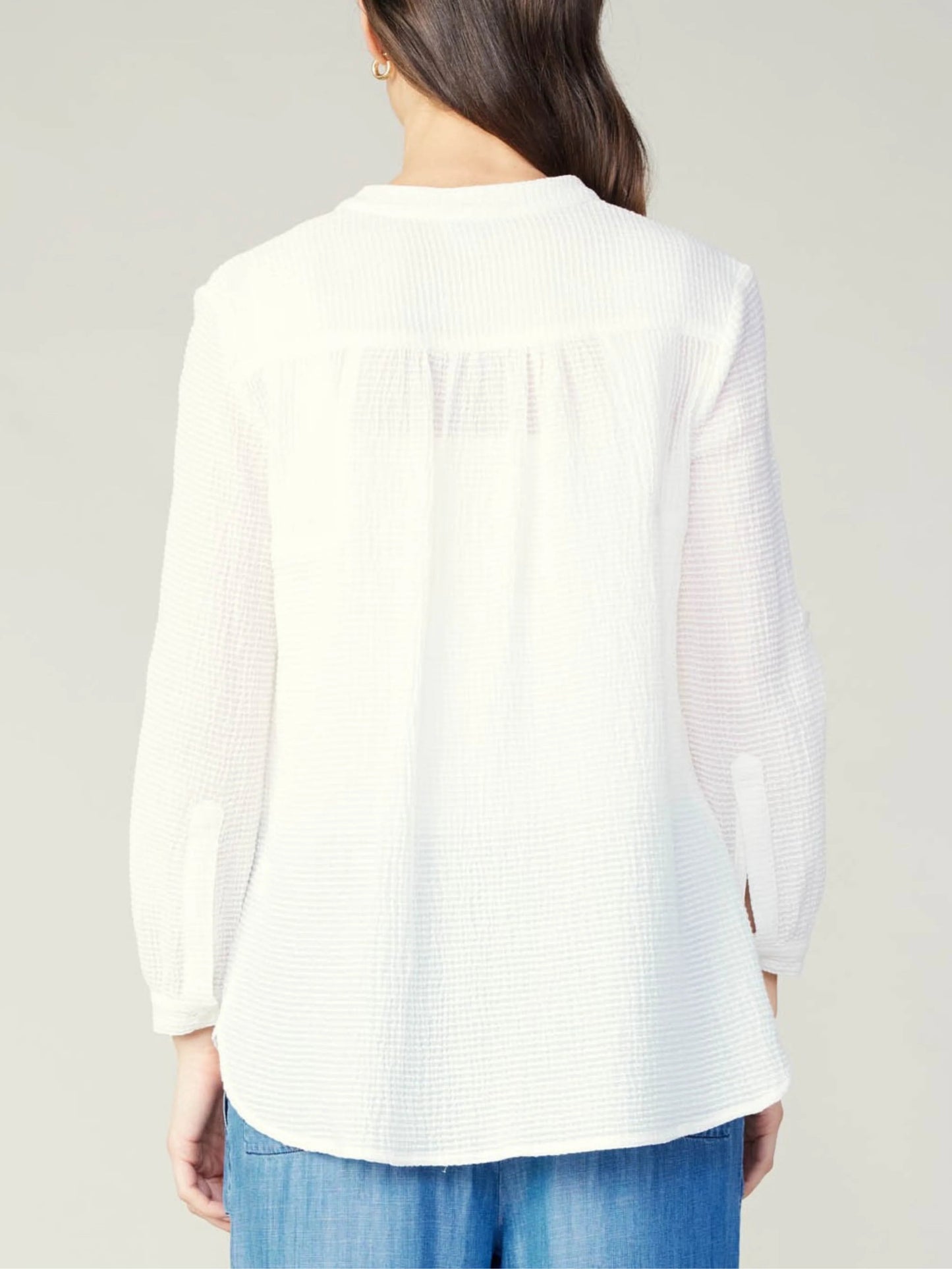 Ruby & Jenna Women's 3Q Sleeve Button Down Top