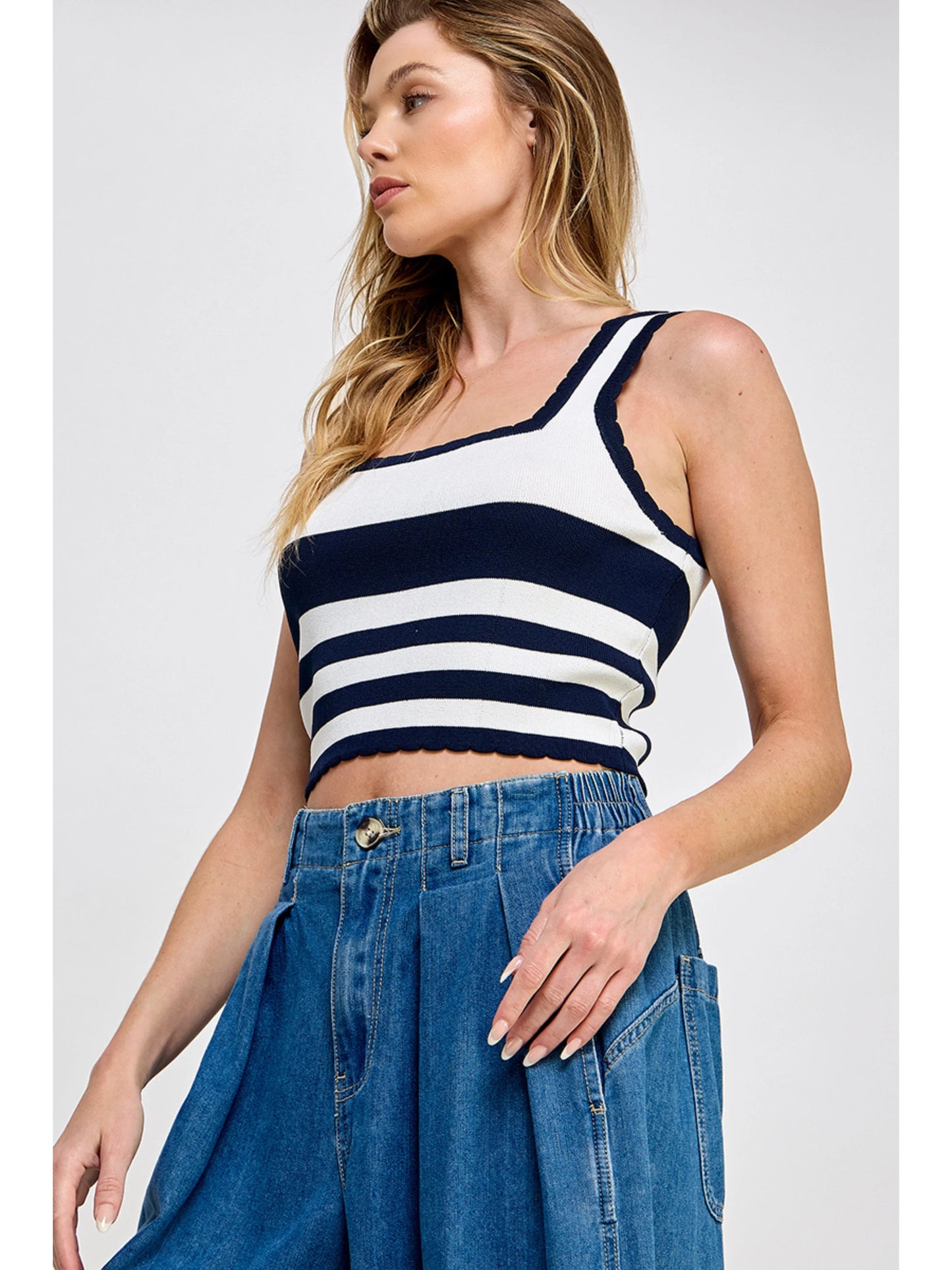 Ruby & Jenna Women's Strapless Color Block Top