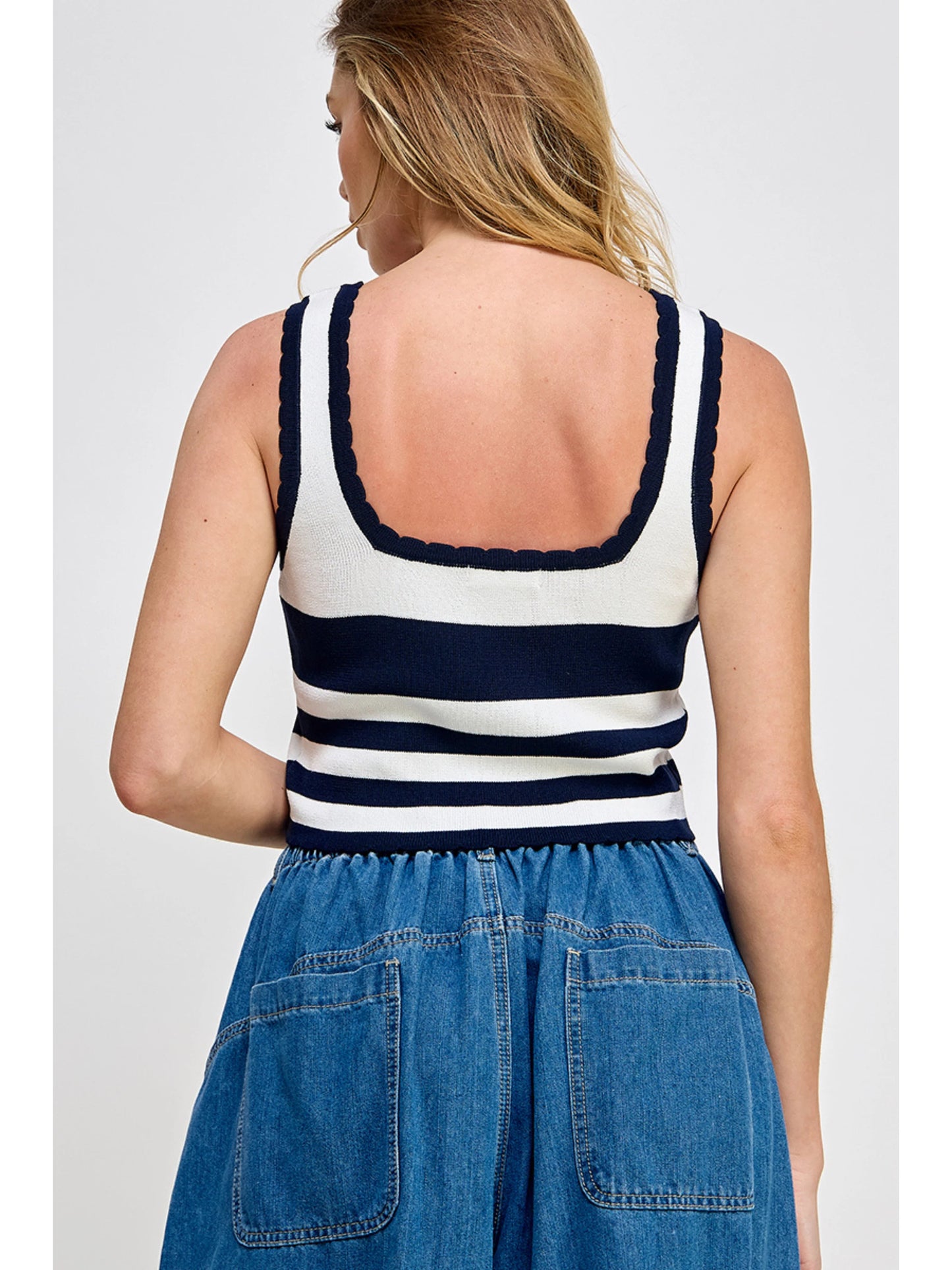 Ruby & Jenna Women's Strapless Color Block Top