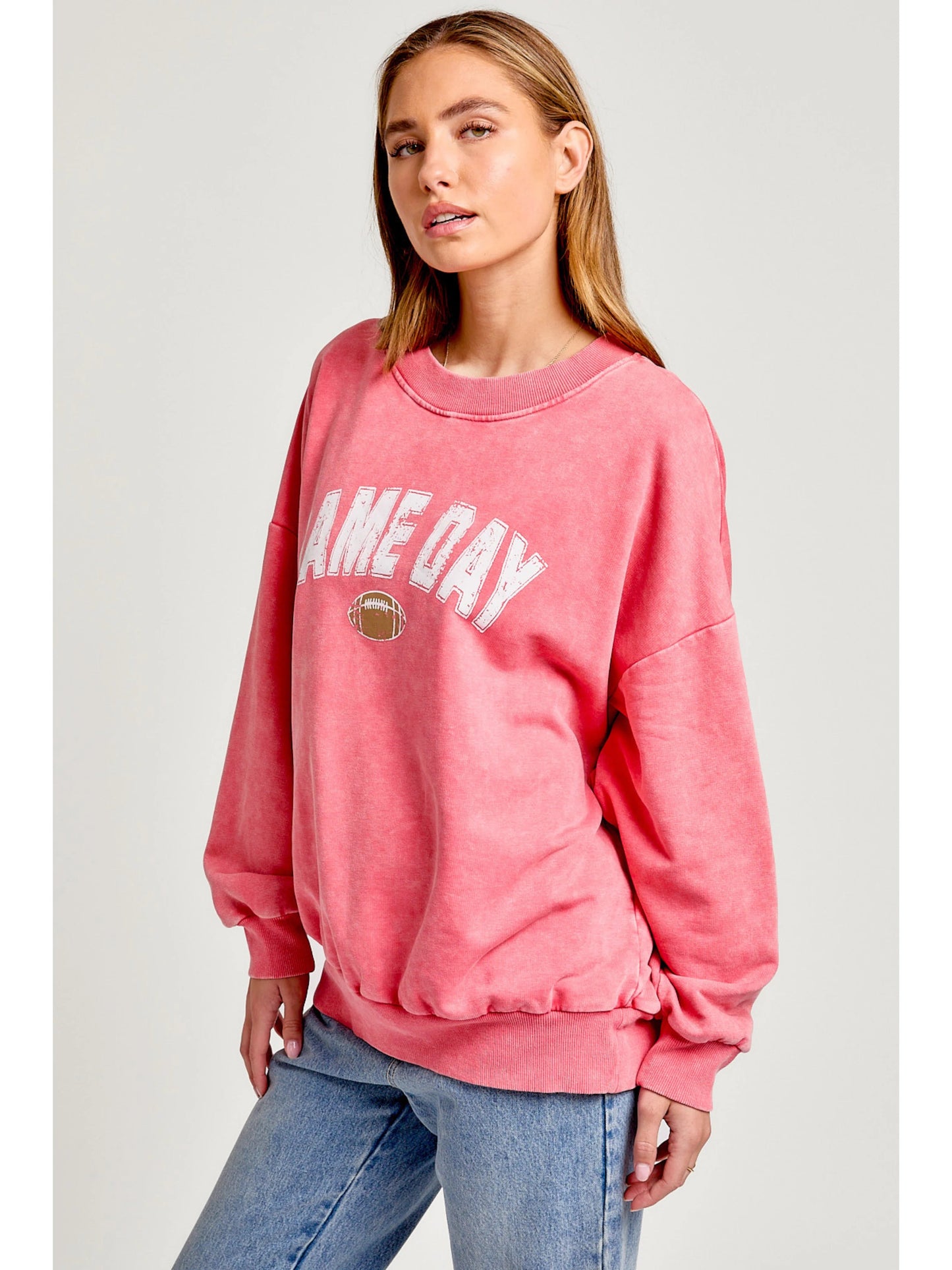 Ruby & Jenna Women's Game Day - Printed Oversized Sweatshirt