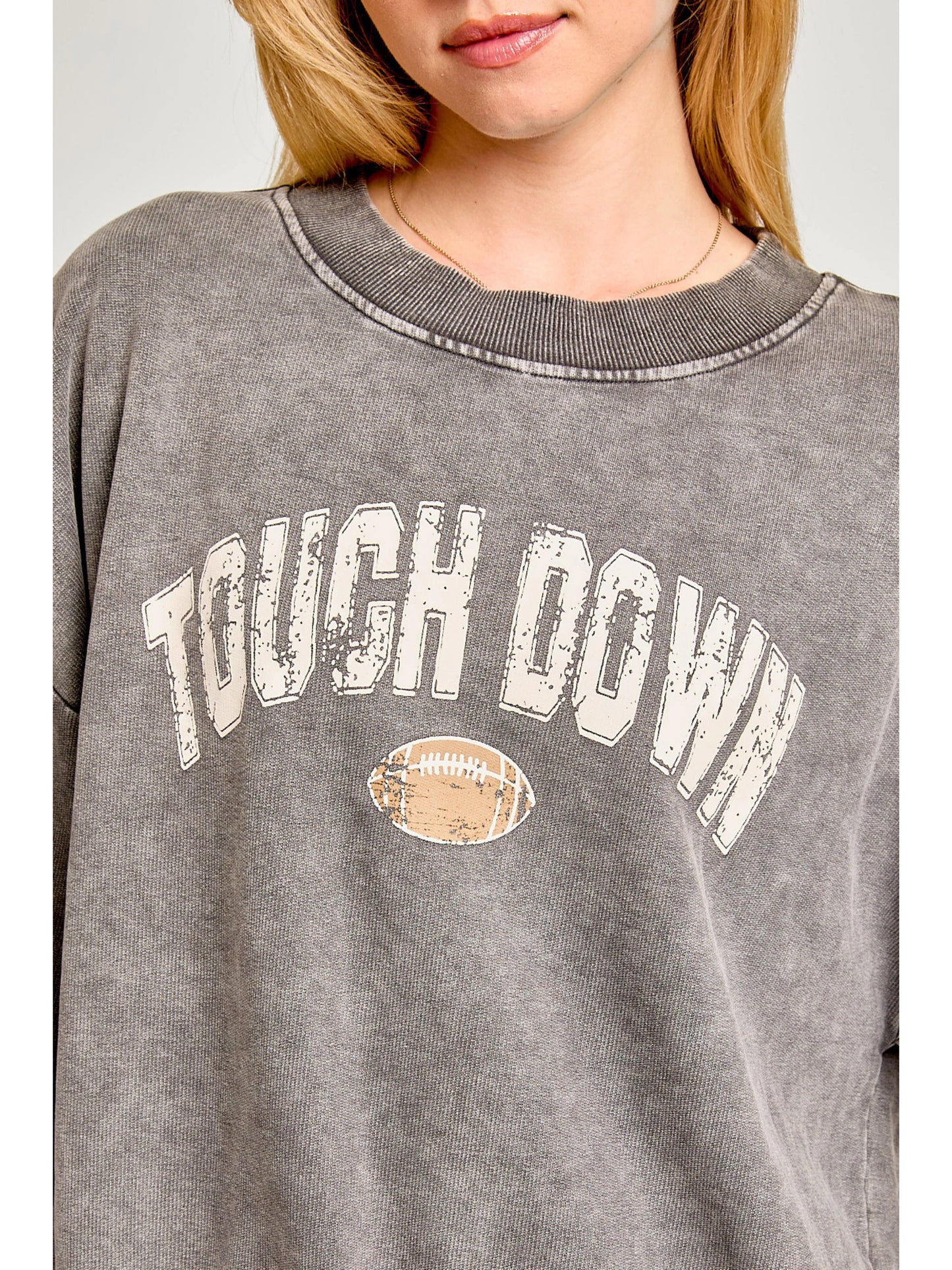 Ruby & Jenna Women's Touch Down - Printed Oversized Sweatshirt