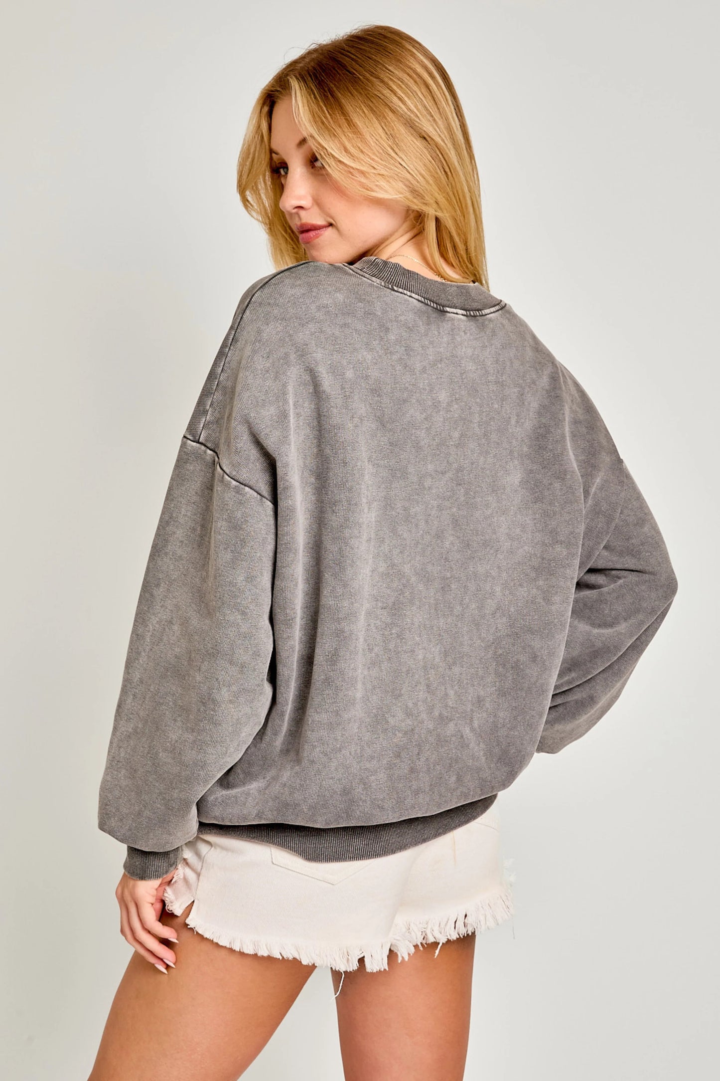 Ruby & Jenna Women's Touch Down - Printed Oversized Sweatshirt