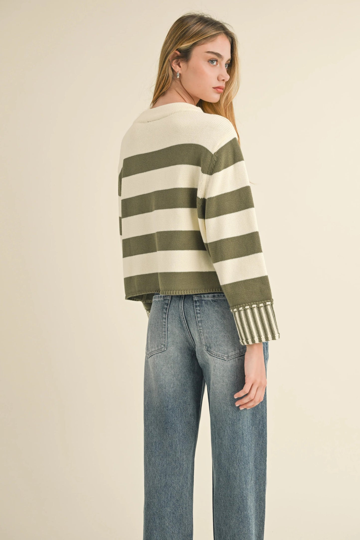 Ruby & Jenna Women's Stripe Sweater Top