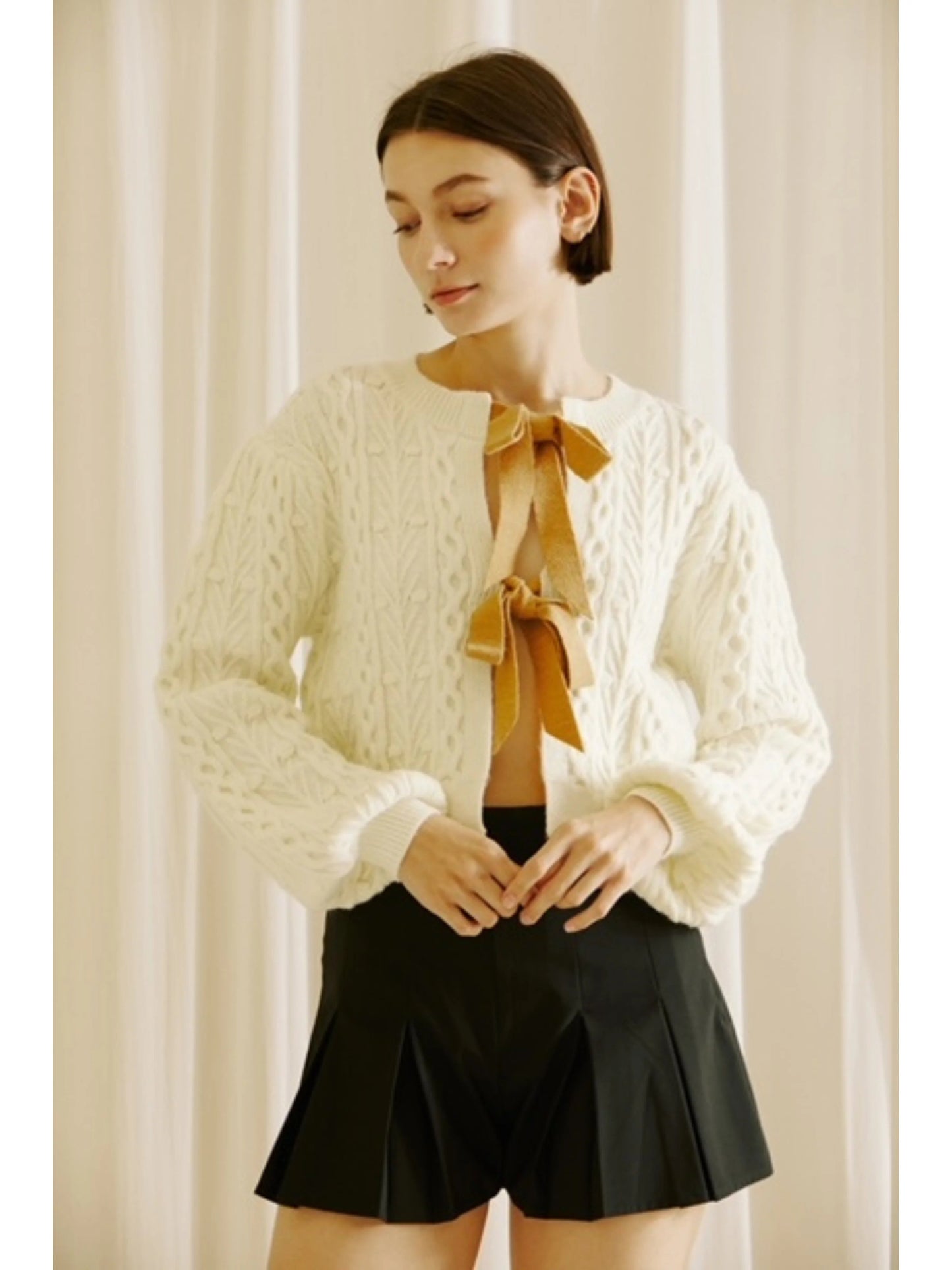 Ruby & Jenna Women's Tie Bow Front Sweater