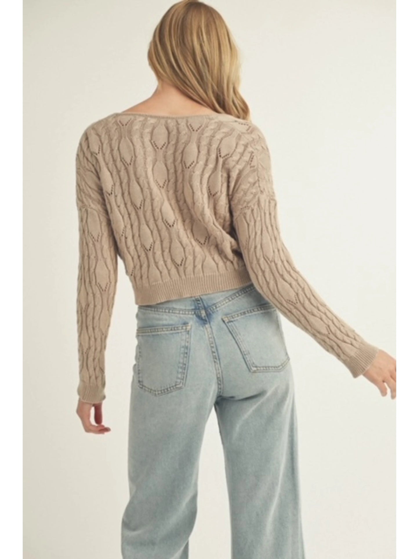 Ruby & Jenna Women's Tie Front Sweater