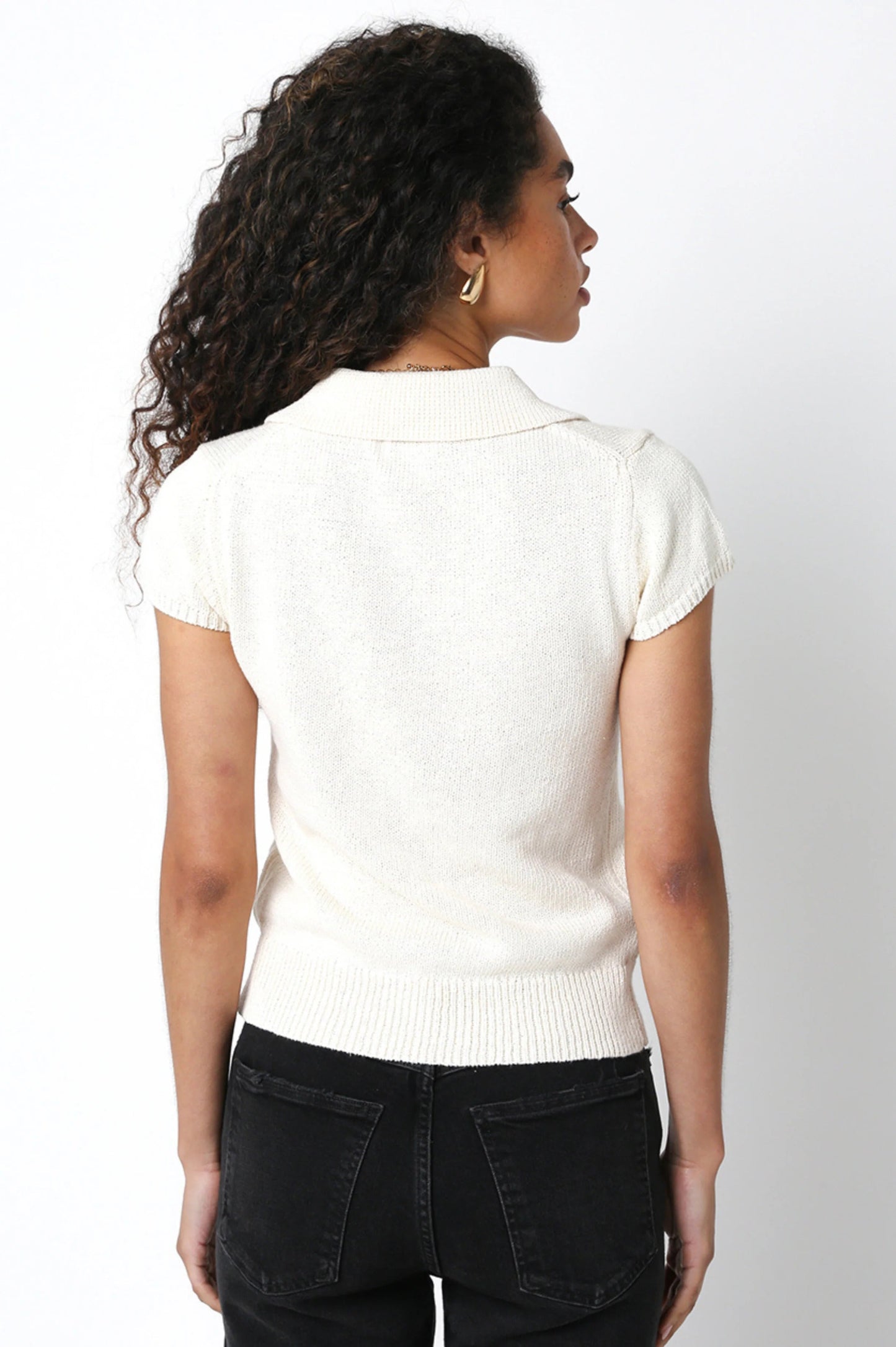 Ruby & Jenna Women's Collared Knit Top