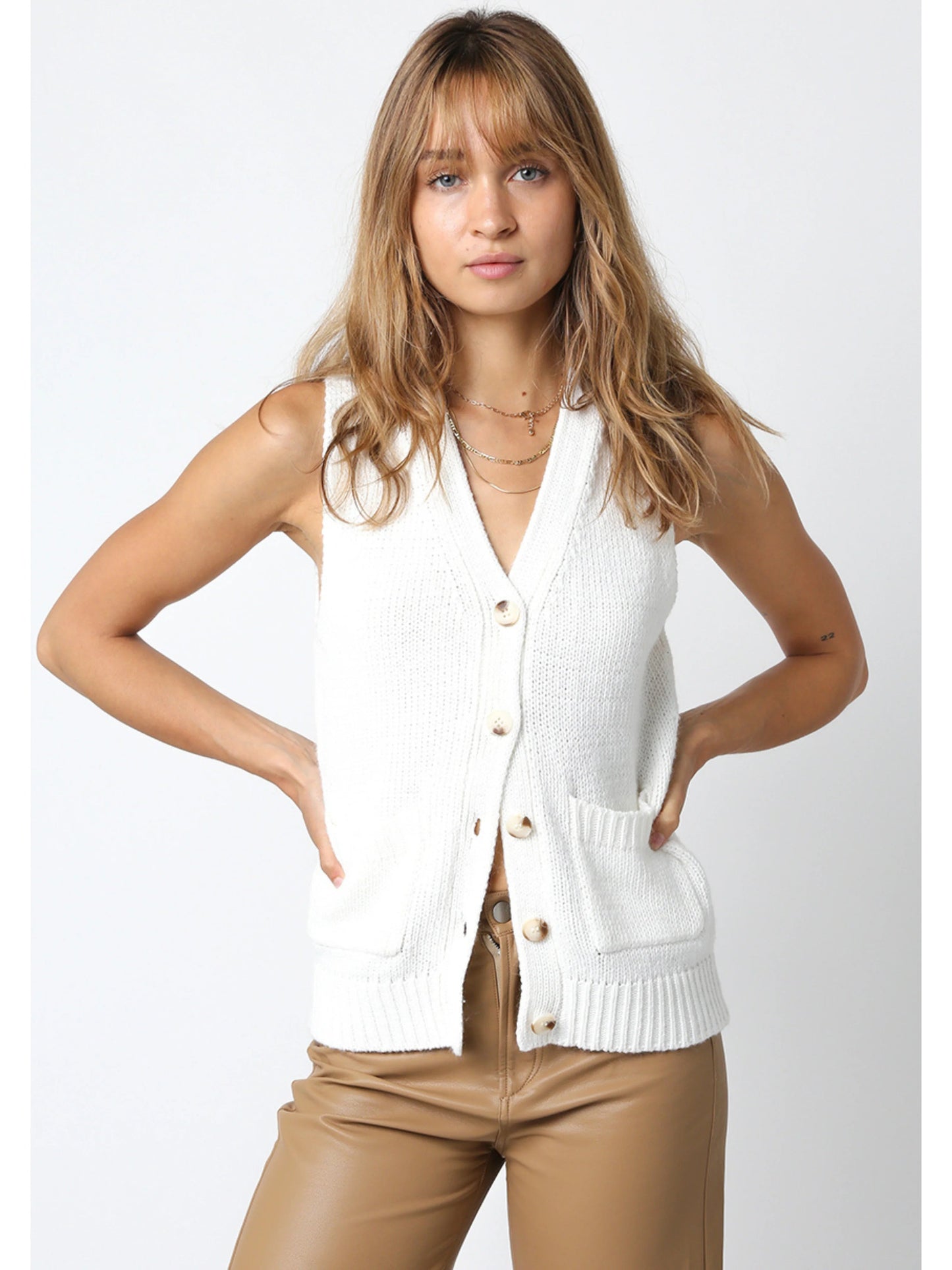 Ruby & Jenna Women's Long Knit Vest