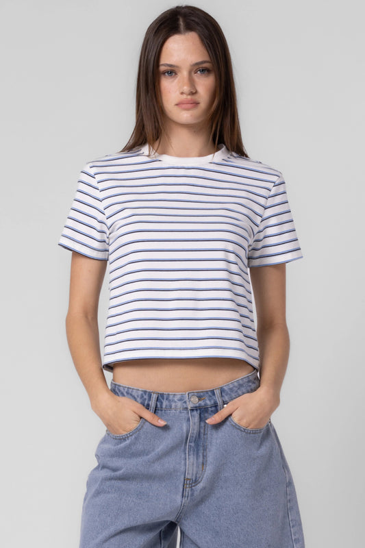 Ruby & Jenna Women's Knit Cotton Jersey Stripe Tee
