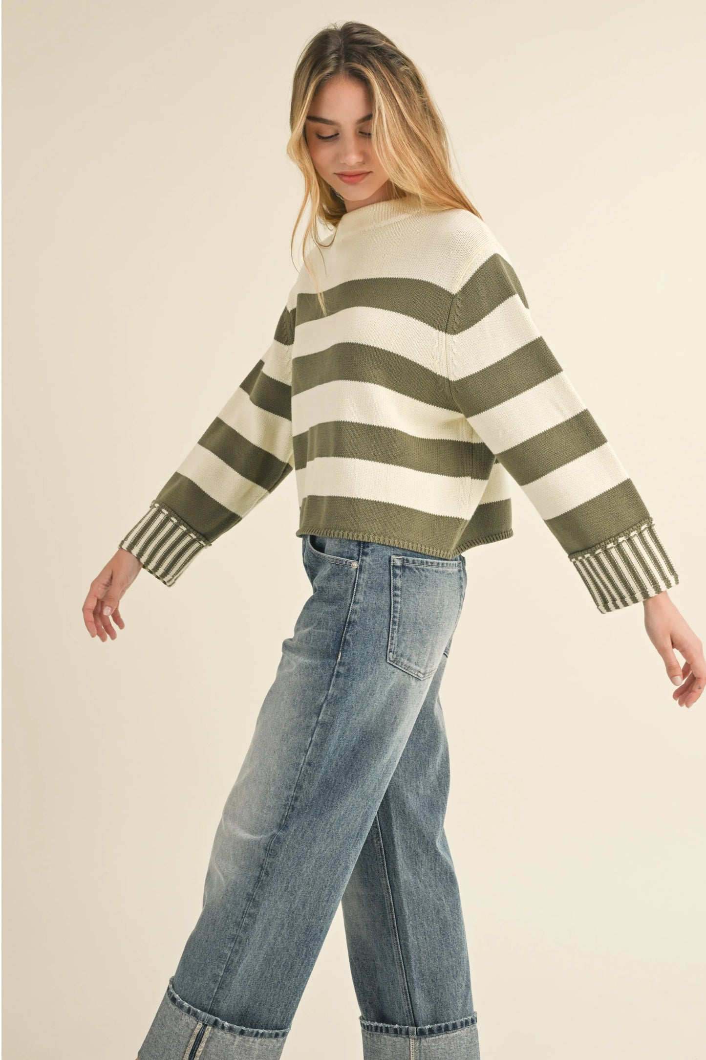 Ruby & Jenna Women's Stripe Sweater Top