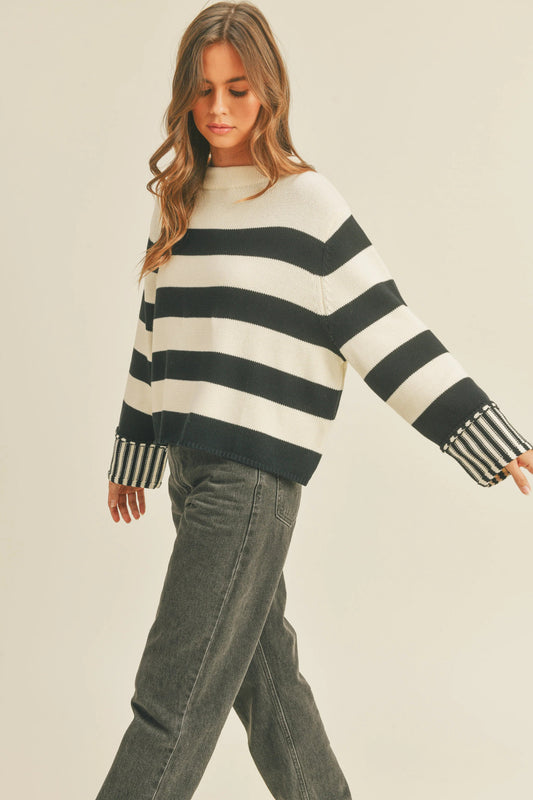 Ruby & Jenna Women's Stripe Sweater Top
