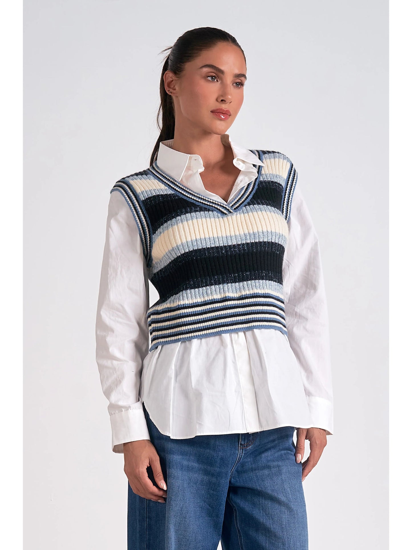 Ruby & Jenna Women's Crop Sweater Vest