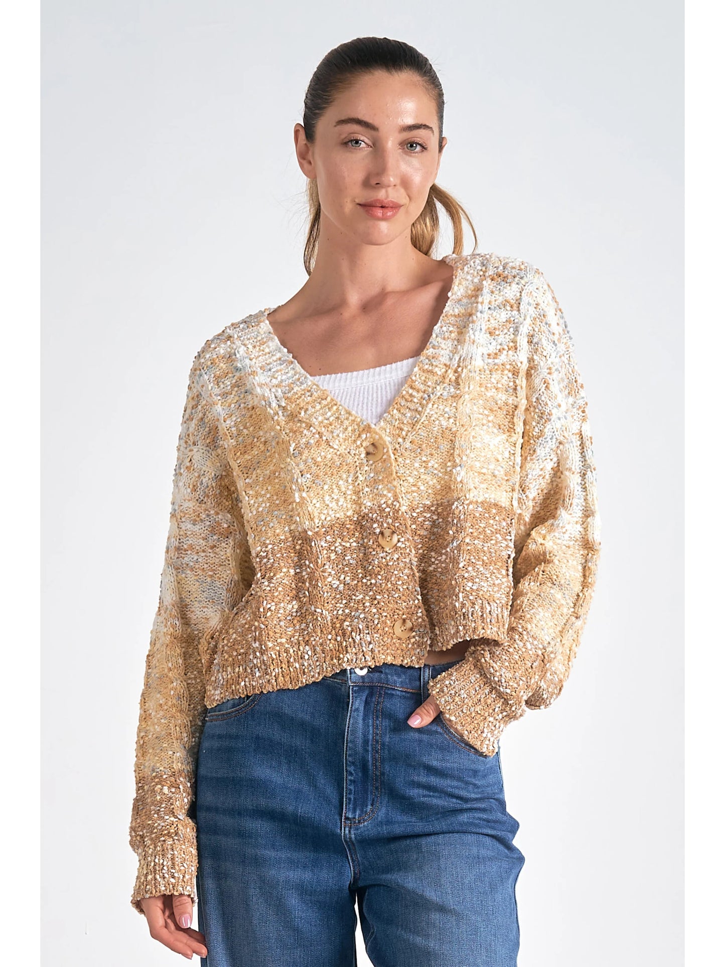 Ruby & Jenna Women's Ombre Cropped Cardigan