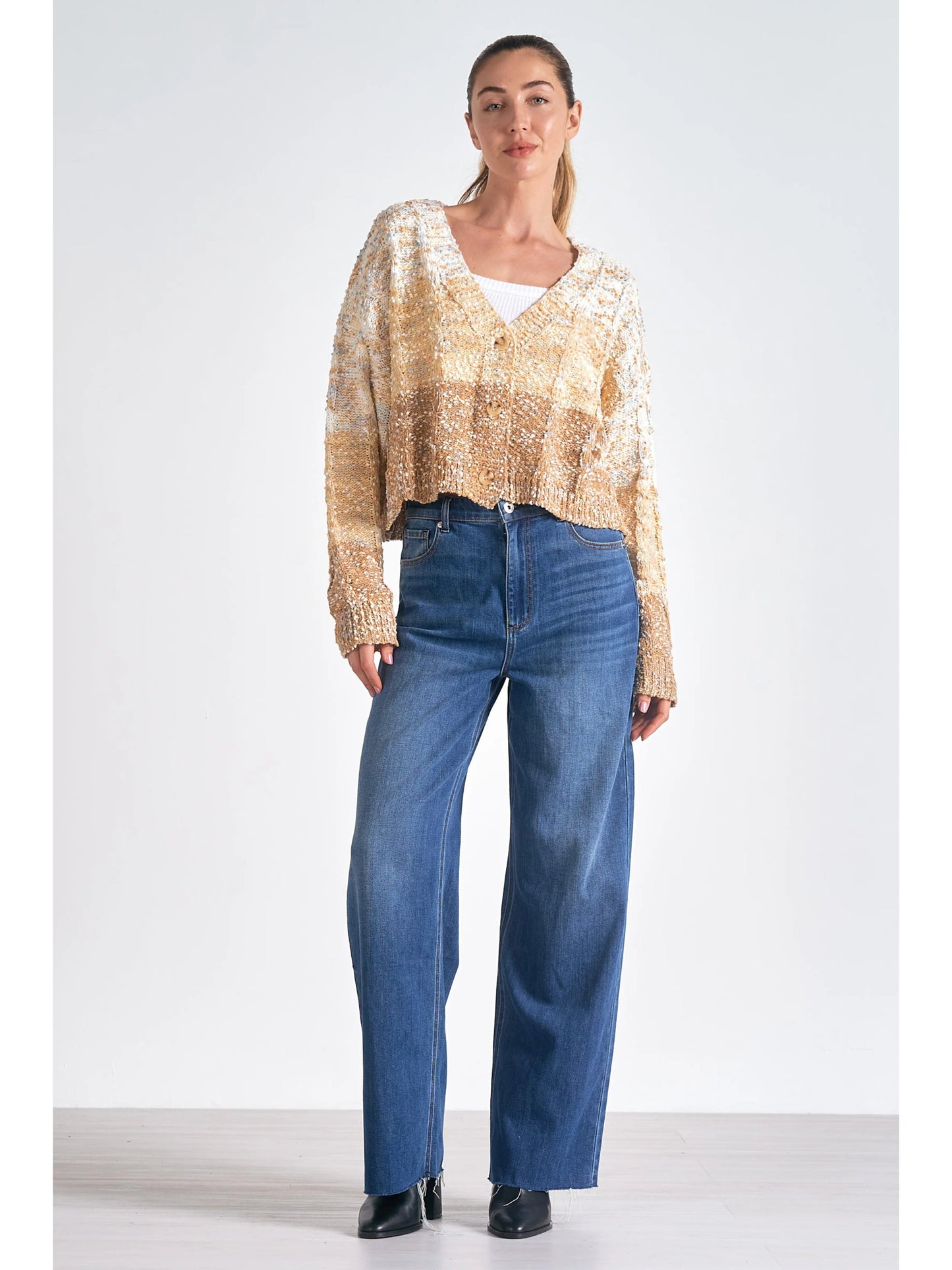 Ruby & Jenna Women's Ombre Cropped Cardigan