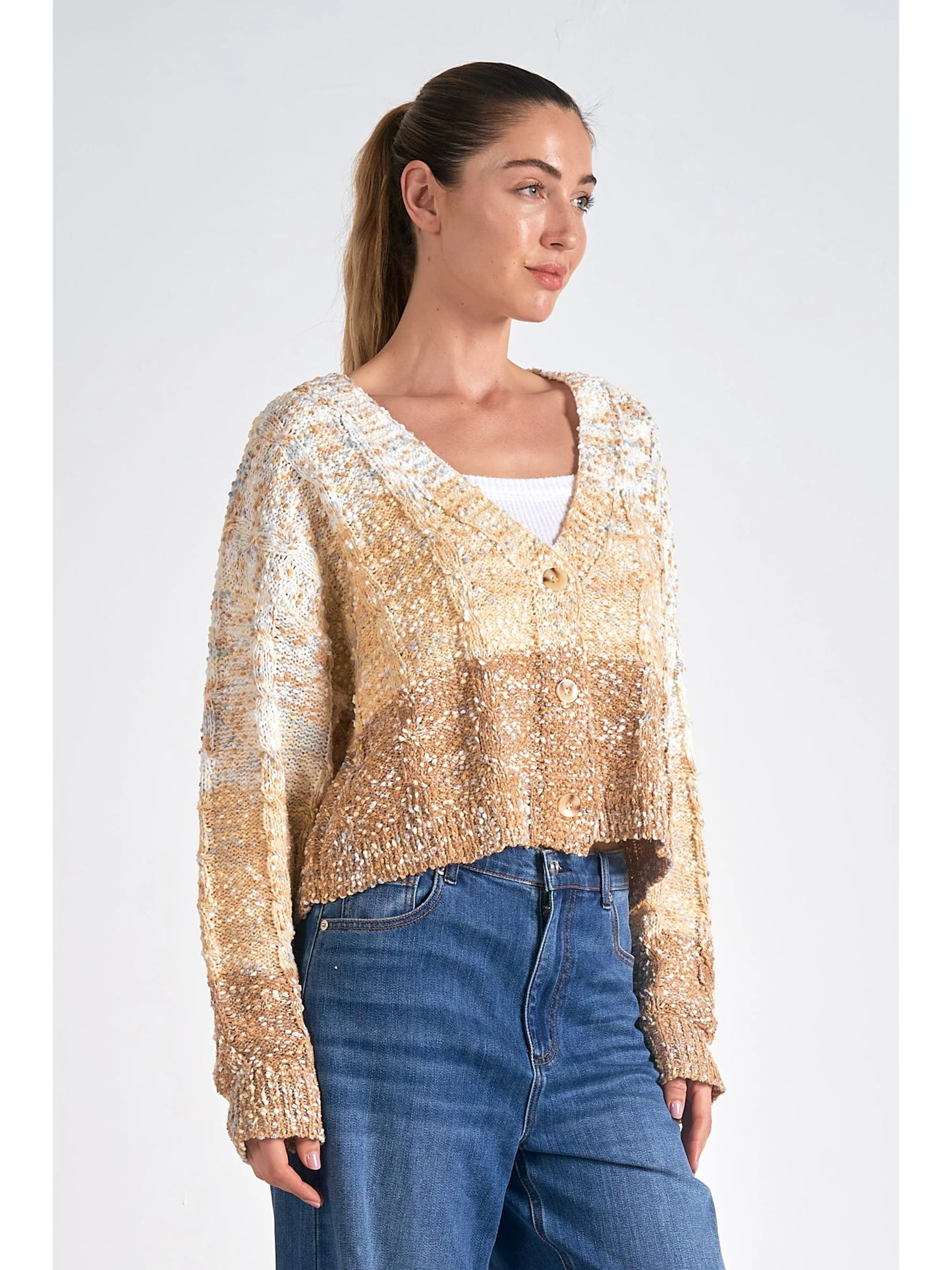 Ruby & Jenna Women's Ombre Cropped Cardigan