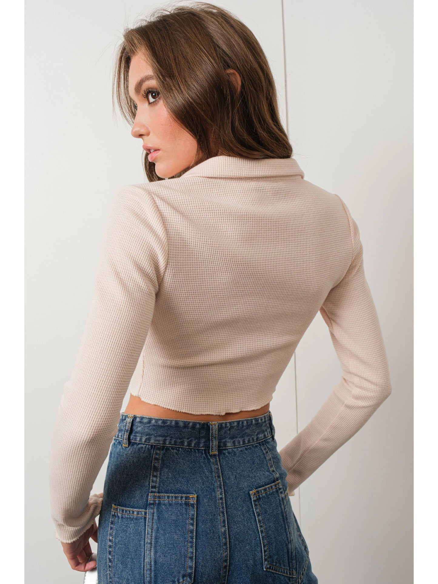 Ruby & Jenna Women's Cropped Thermal Top