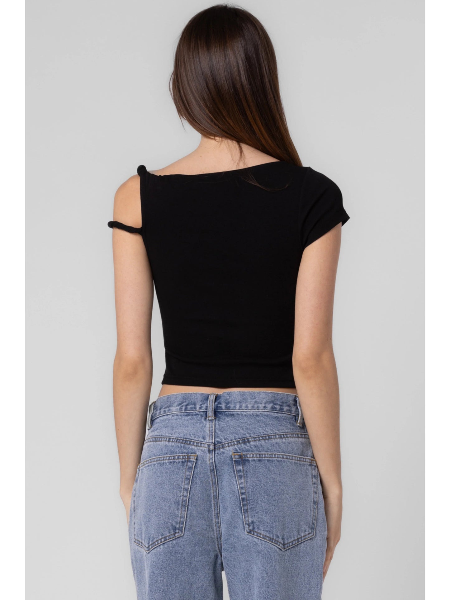 Ruby & Jenna Women's Off Shoulder Asymmetical Top