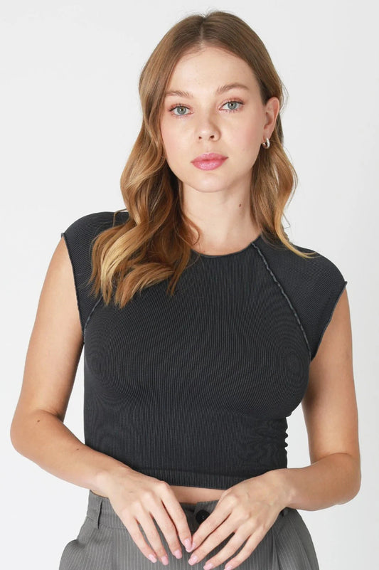 Ruby & Jenna Women's Vintage Exposed Seam Crop