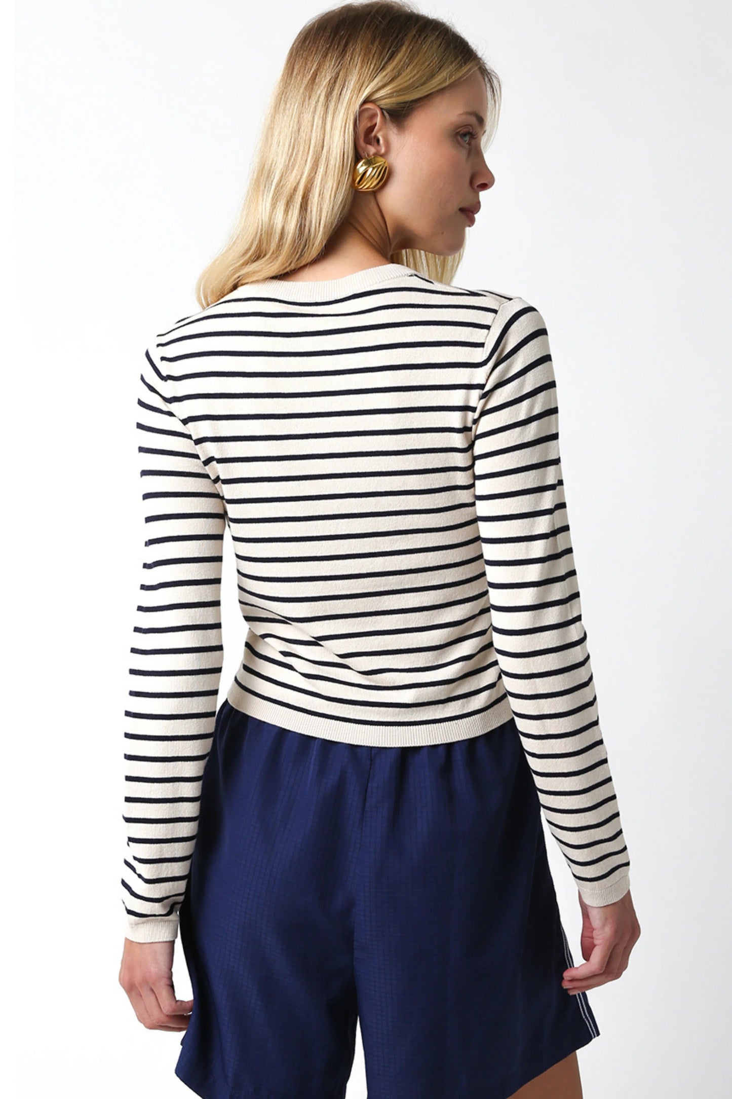 Ruby & Jenna Women's Stripe Crew Neck