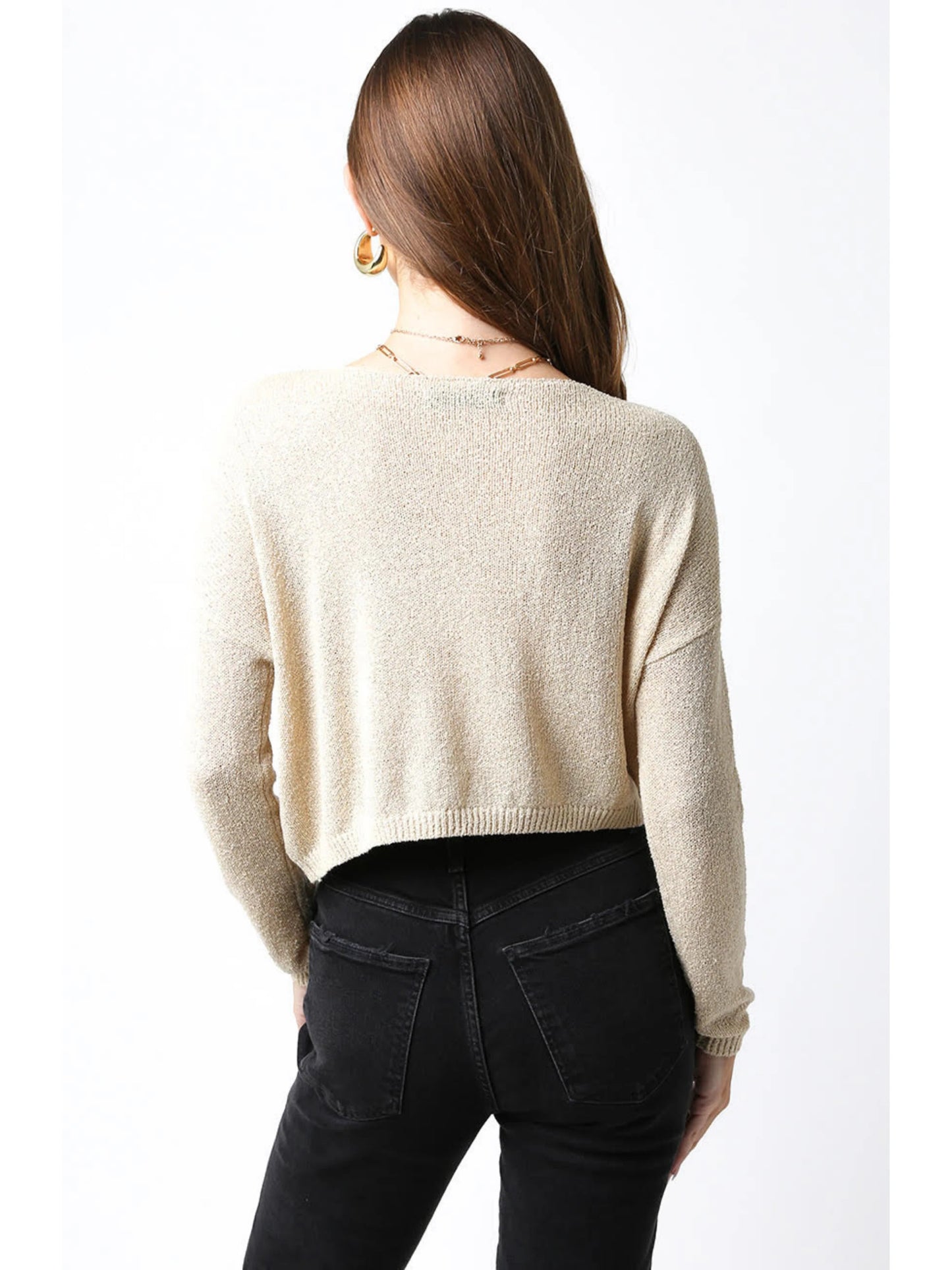 Ruby & Jenna Women's Thin Cropped Box Knit Sweater