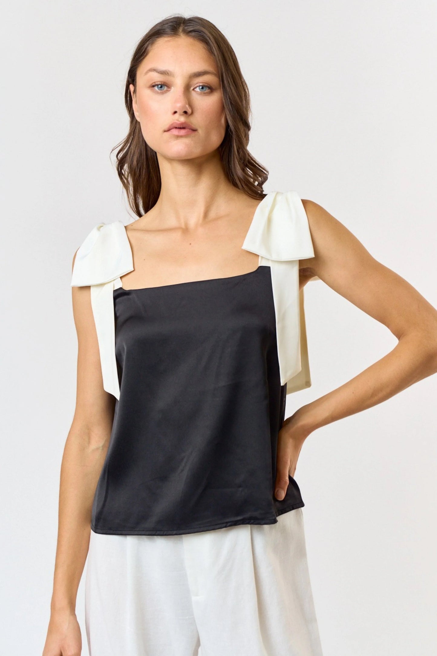 Ruby & Jenna Women's Bow Strap Blouse