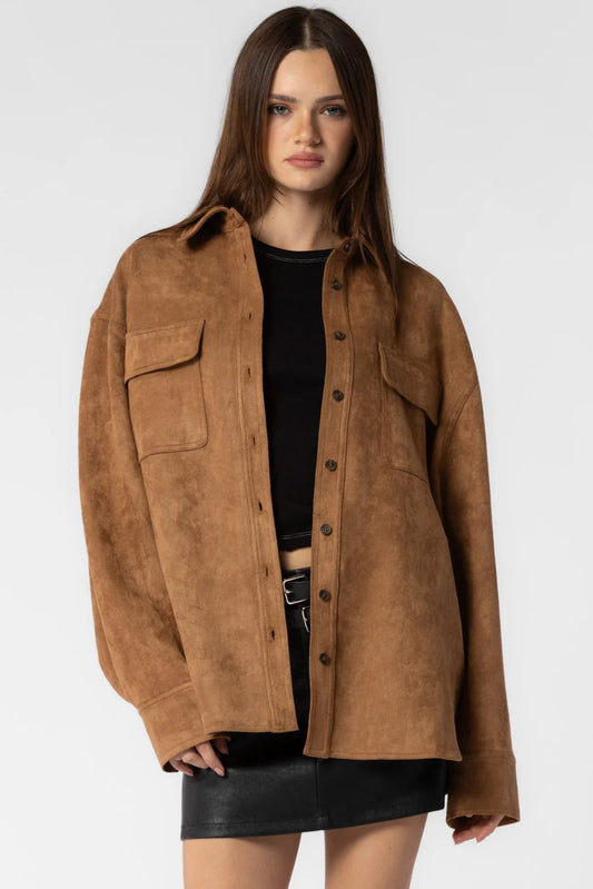 Ruby & Jenna Women's Oversized Faux Suede Shacket