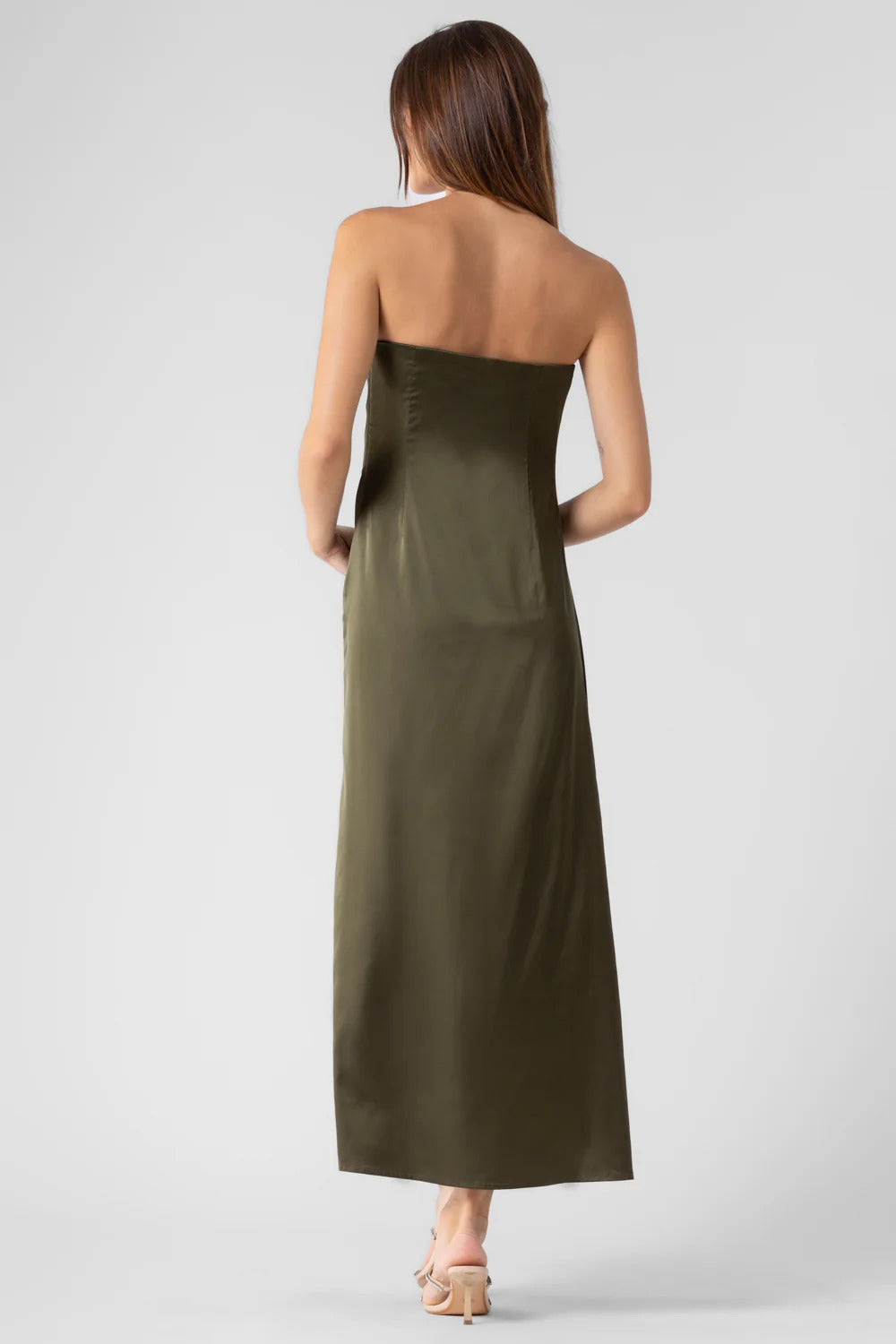 Ruby & Jenna Women's Satin Wire Trim Tube Long Dress