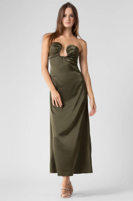 Ruby & Jenna Women's Satin Wire Trim Tube Long Dress