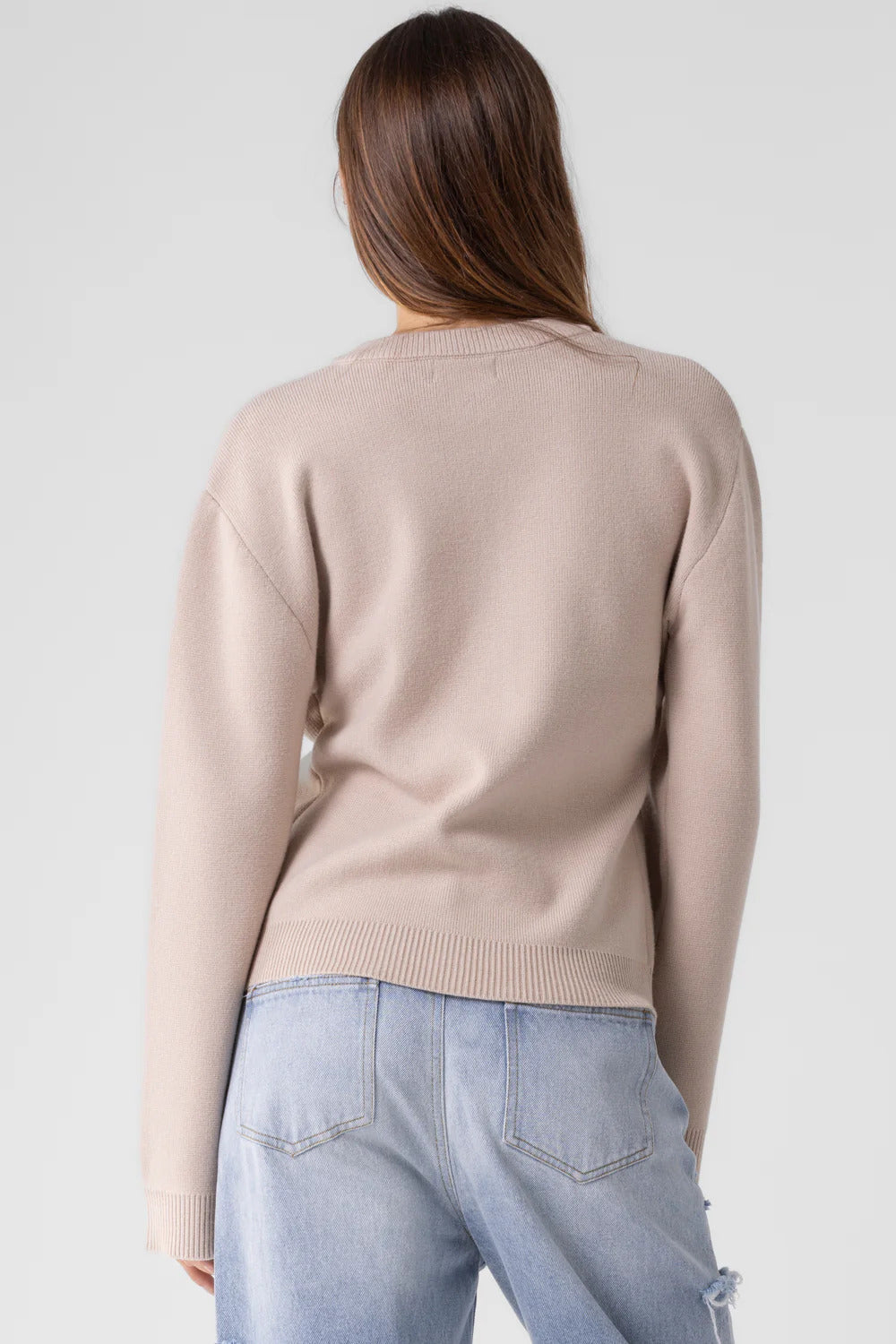 Ruby & Jenna Women's U Neck Fitted Cardigan