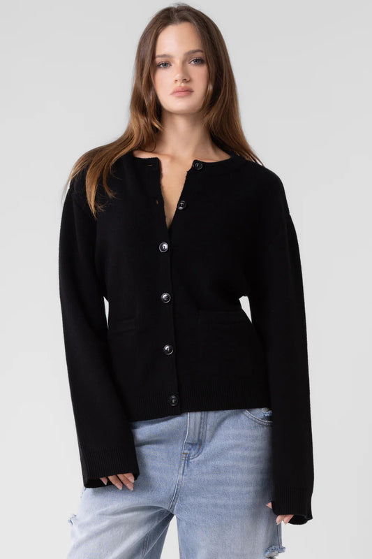 Ruby & Jenna Women's U Neck Fitted Cardigan