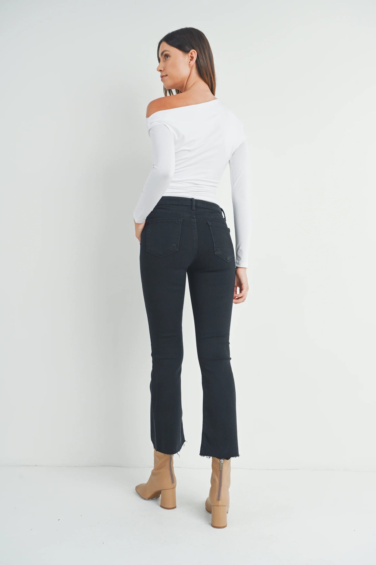 Ruby & Jenna Women's Just Black- HR Tonal Crop Flare