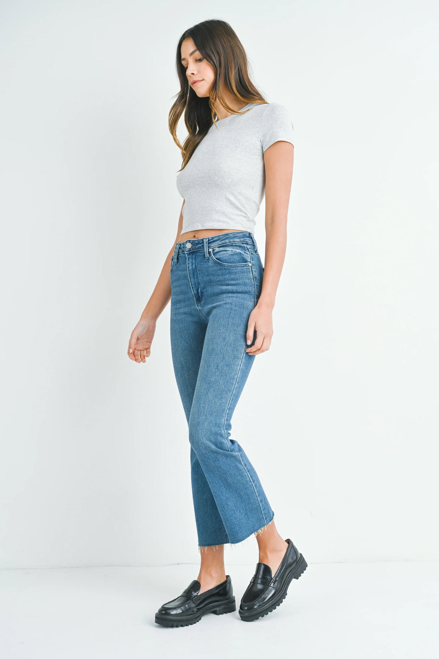 Ruby & Jenna Women's Just Black - High Rise Crop Flare