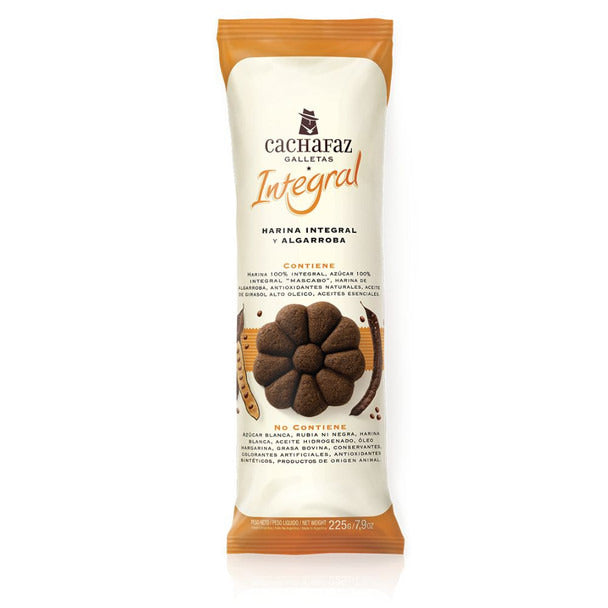 Pampa Direct Cachafaz Wholegrain Wheat and Carob Flour Vegan Cookies Galletas with Muscovado and Natural Anti-Oxidants, 225 g / 7.9 oz (pack of 3)