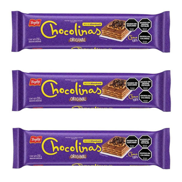 Pampa Direct Chocolinas Traditional Chocolate Cookies, Perfect for Cakes with Dulce de Leche Chocotorta, 250 g / 8.8 oz (pack of 3)