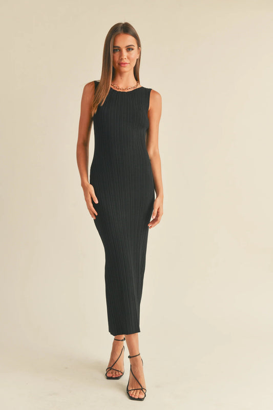 Ruby & Jenna Women's Patterned Rib Knitted Long Dress