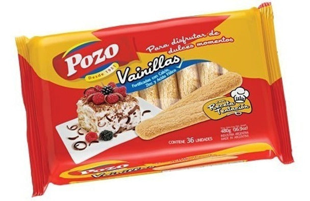 Pampa Direct Pozo Vainillas Galletitas Soft Sprinkled Sugar Cookies Vanilla Flavor Classic Argentinian Vintage Cookies, 444 g / 15.7 oz (36 units)