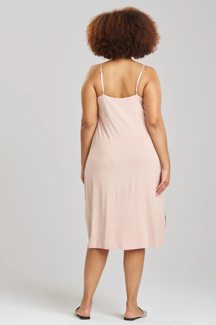 Natori Feathers Essentials Lenzing Ecovero Viscose Lace Slip Dress - Café