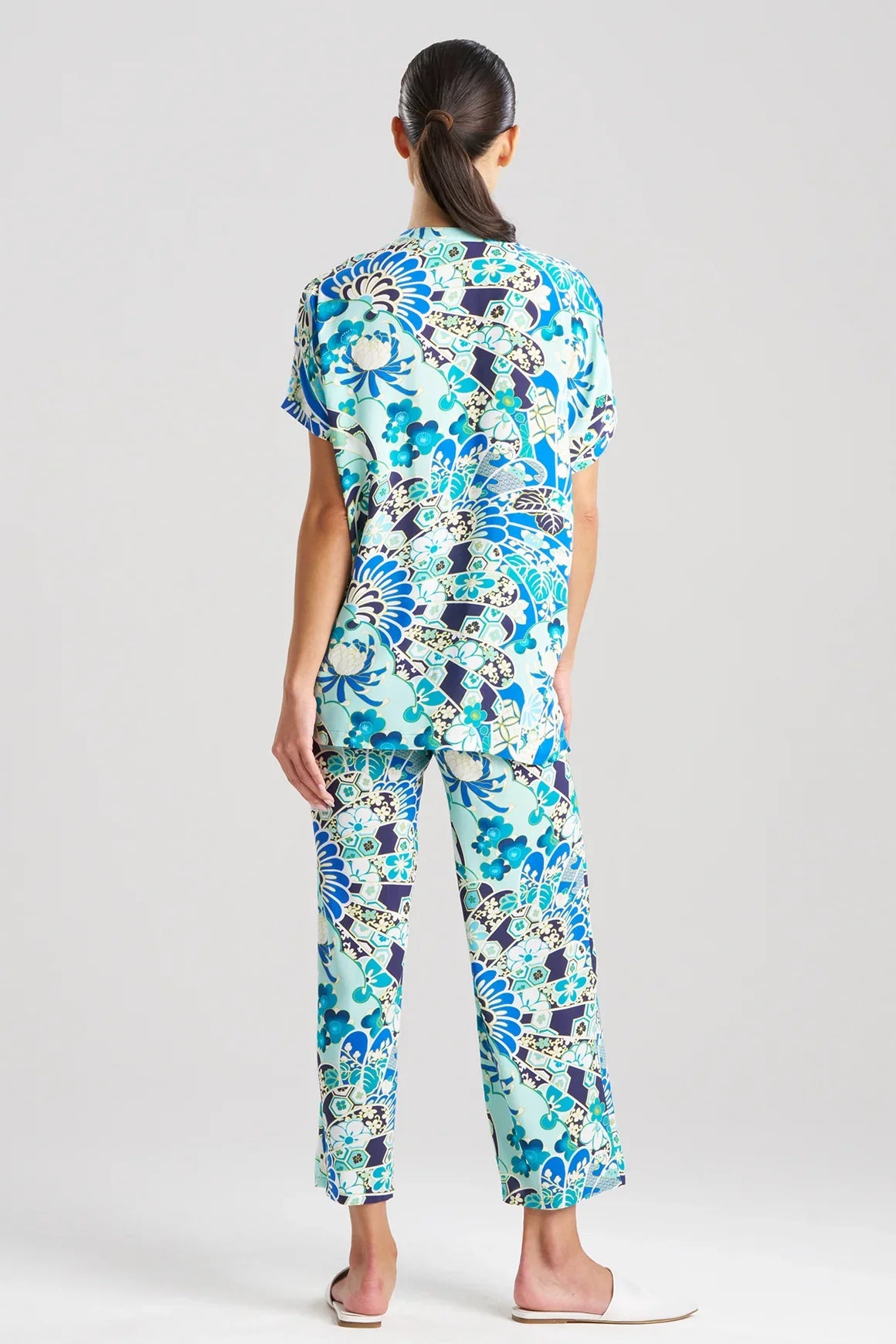 Natori Fusion Fans Challis Short Sleeve PJ - Blue