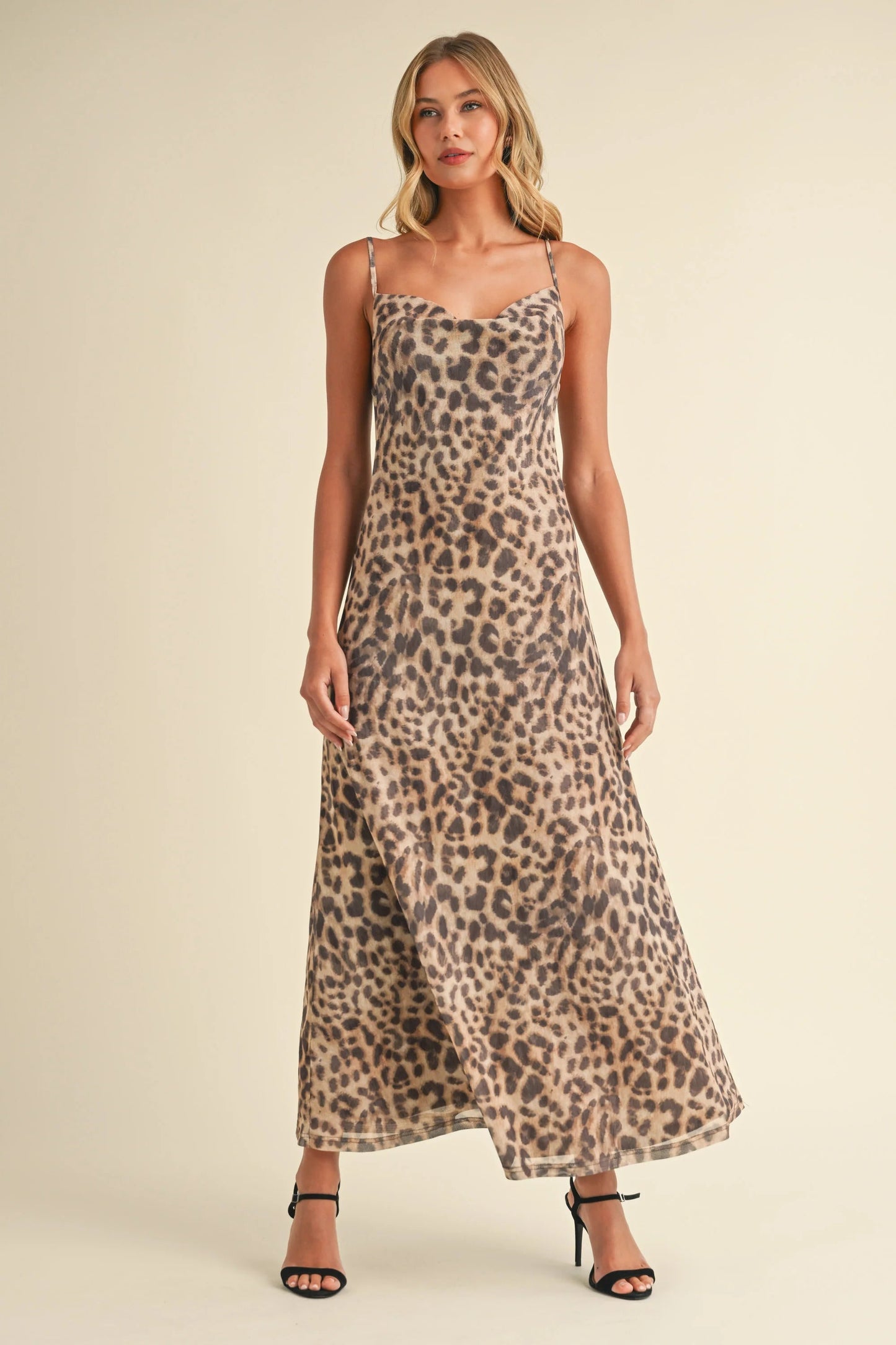 Ruby & Jenna Women's Printed Mesh Maxi Dress