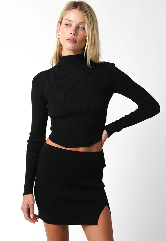 Ruby & Jenna Women's Ribbed High Neck top